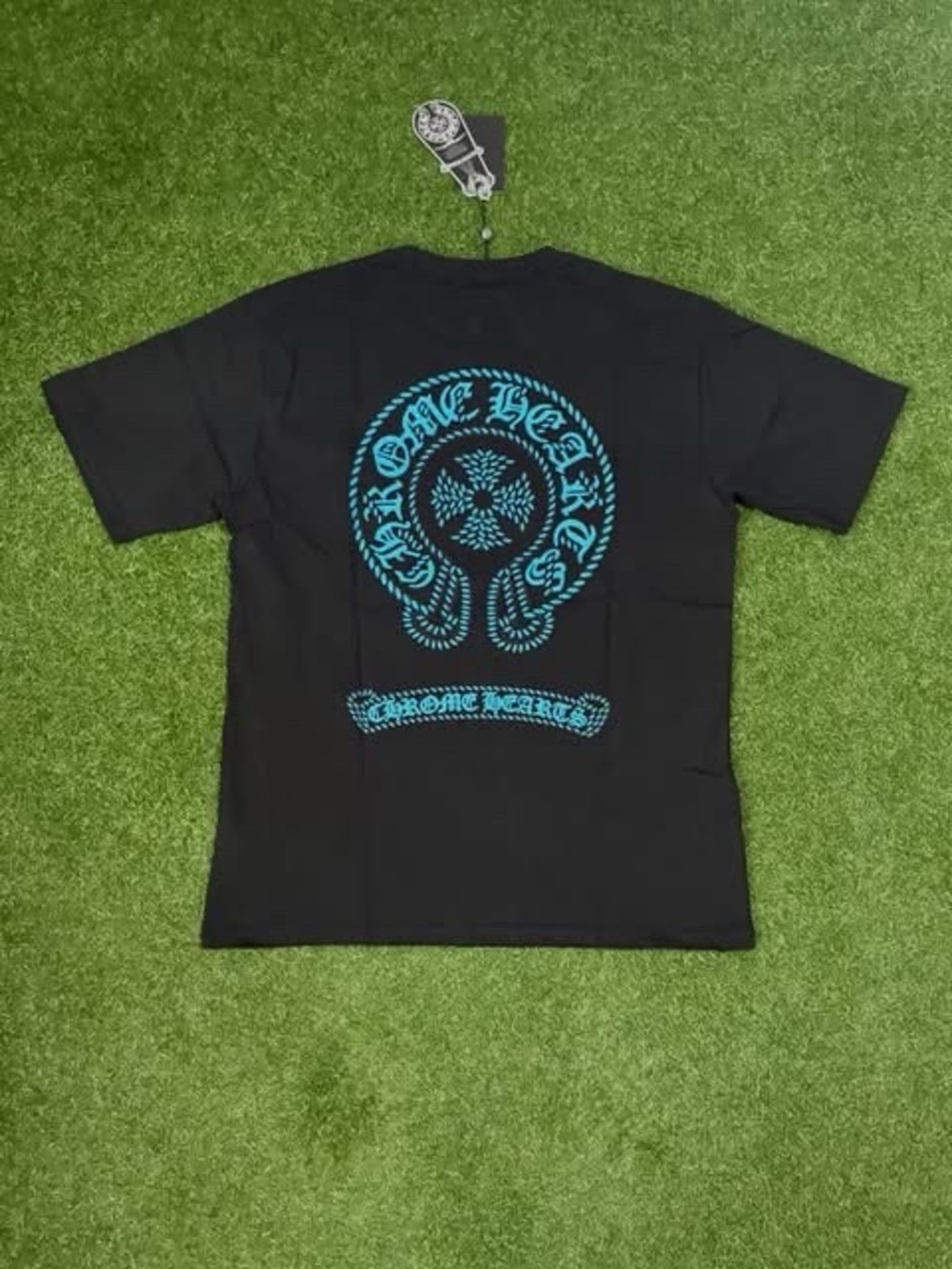 Blue On Black Horseshoe Chrome Hearts Tshirt